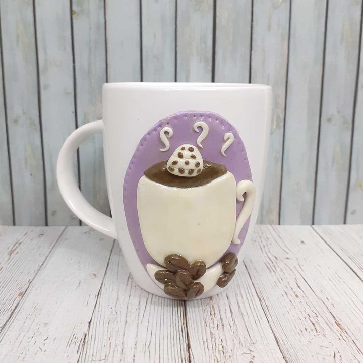 Handmade Polymer Clay Love For Coffee Theme Ceramic Mug