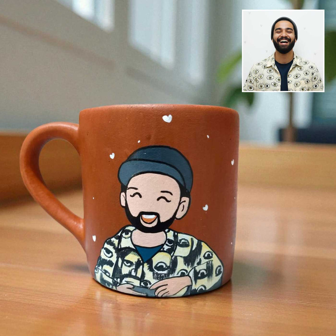 Photo Personalized Hand-Painted Cool Boy Terracotta Mug
