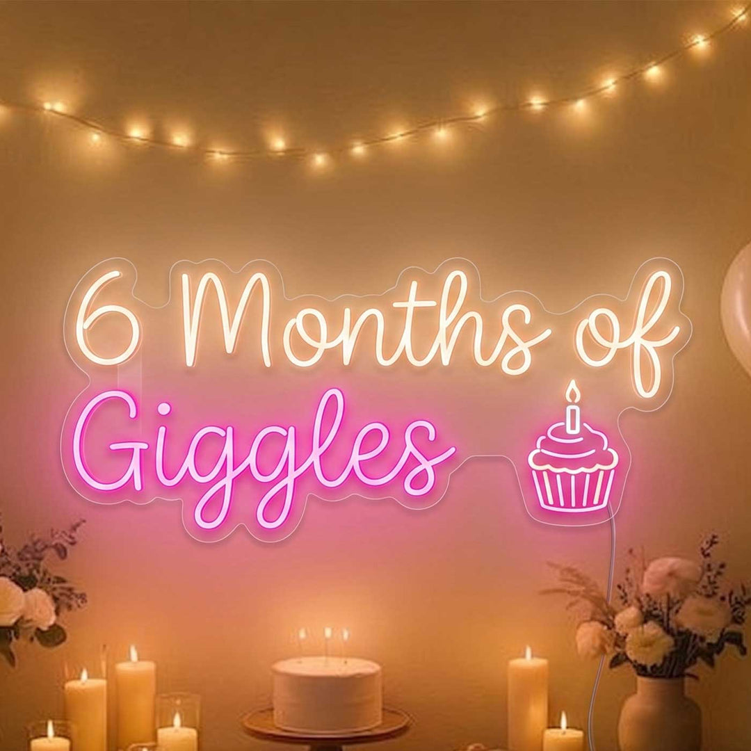 Personalized Handmade Half Birthday Celebration Neon Light With Cupcake Motif