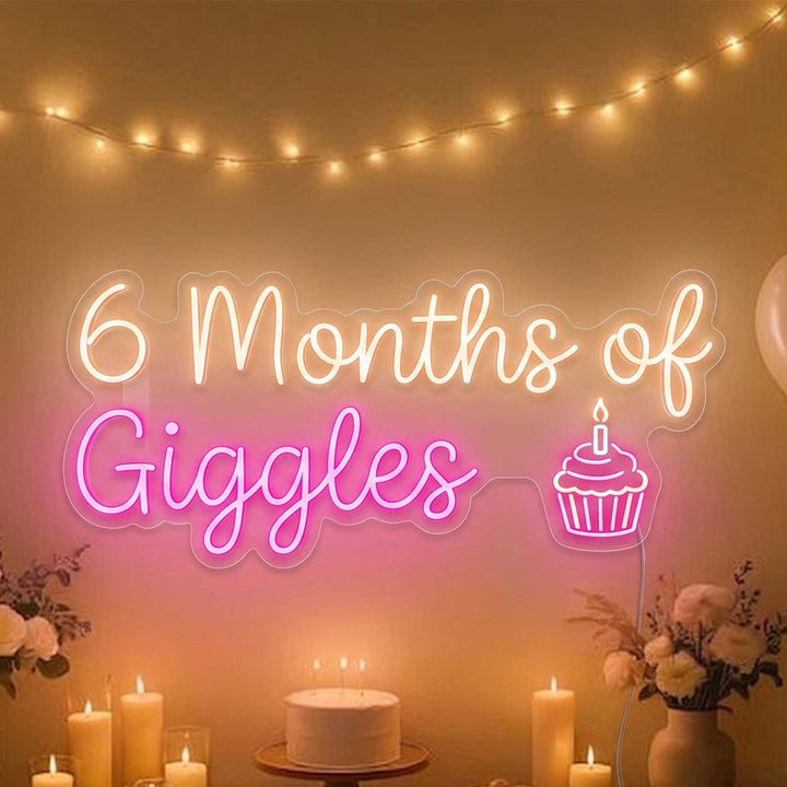 Personalized Handmade Half Birthday Celebration Neon Light With Cupcake Motif