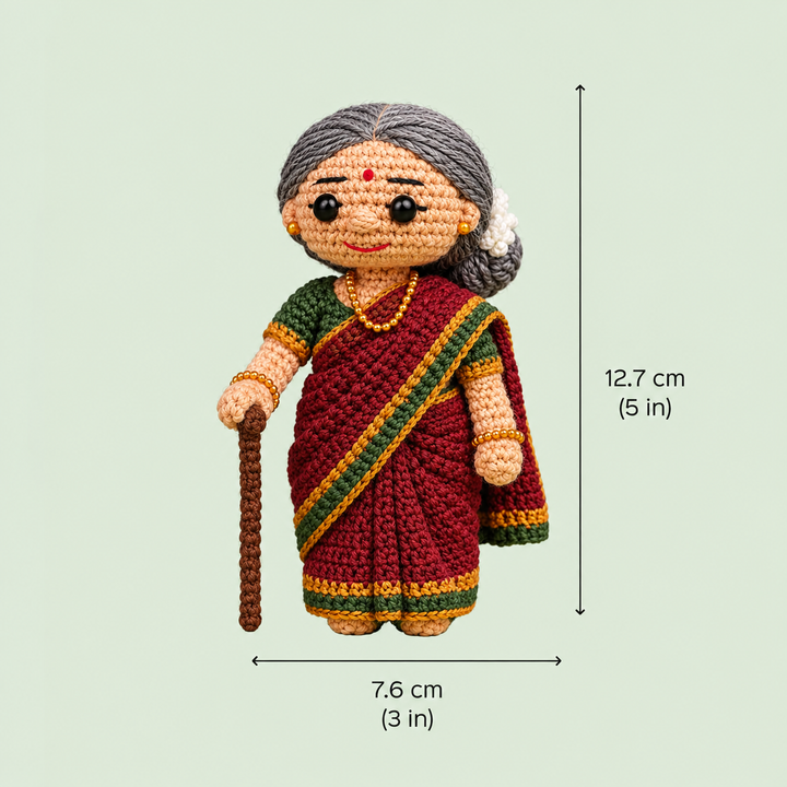"Old Lady" Themed Crochet Doll For Golu/Festive Decor