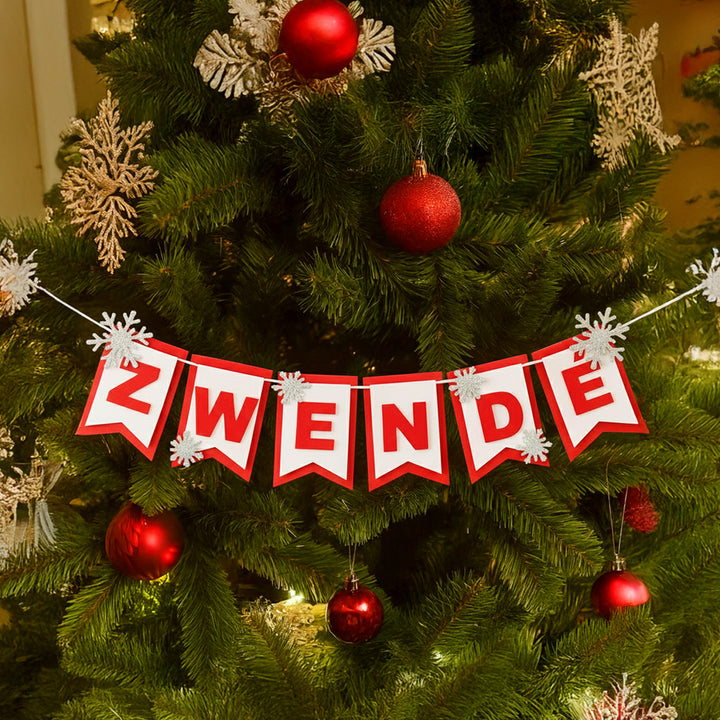 Personalized Large Snowflake Theme Felt Bunting For Christmas Tree Decoration