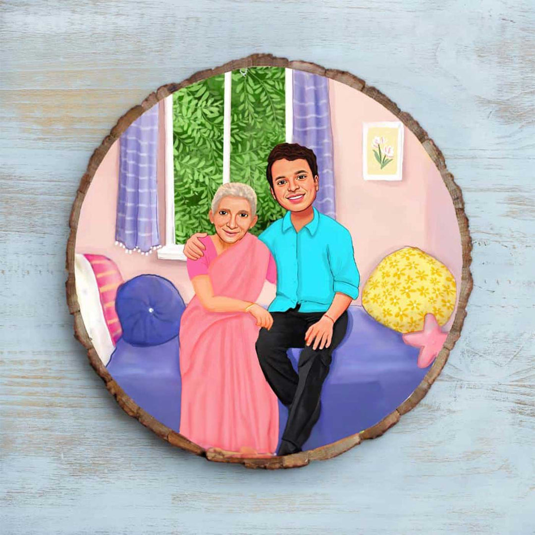 Photo Caricature Bark Nameplate with Stand