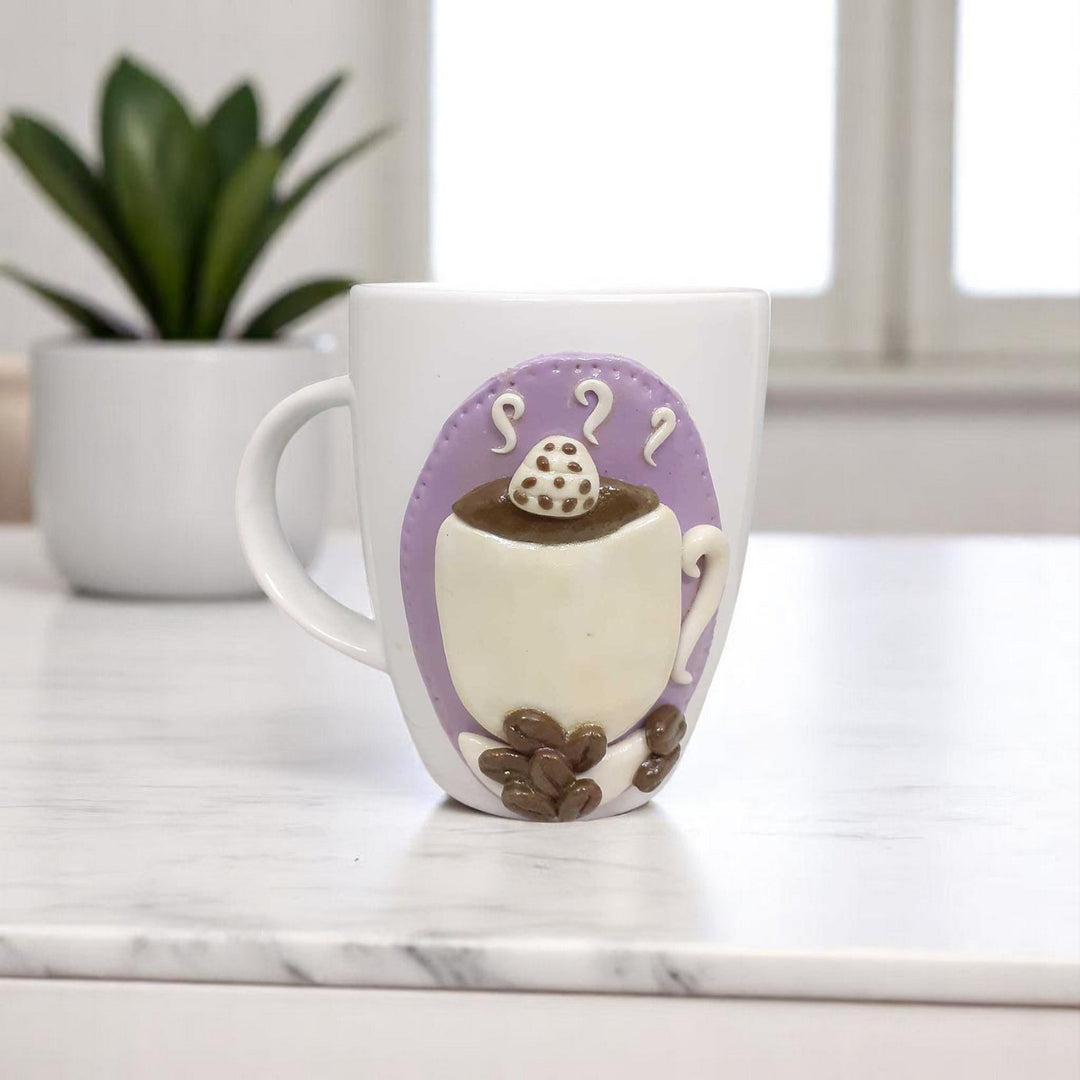 Handmade Polymer Clay Love For Coffee Theme Ceramic Mug