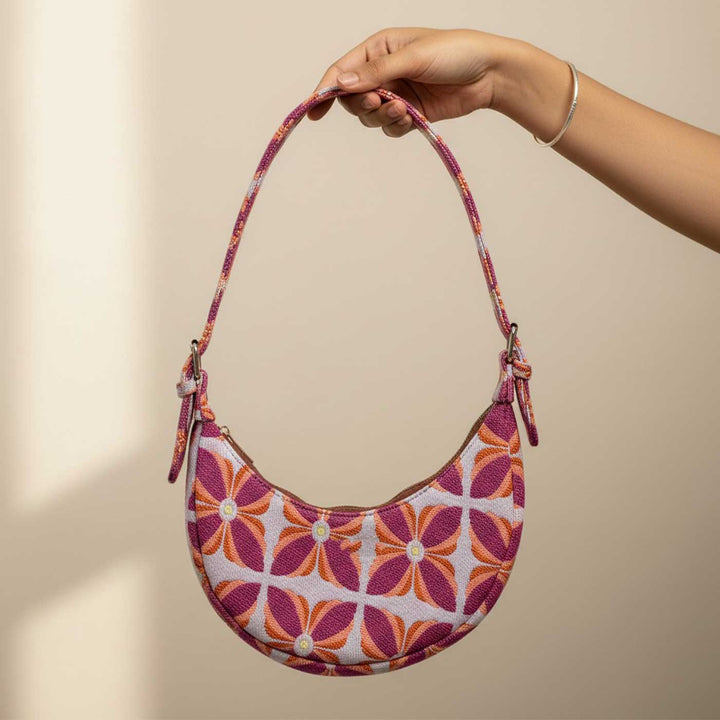 Manihar Hand Block Printed Mini Moon Bag