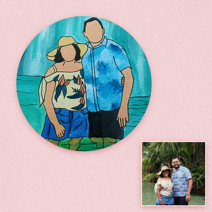 Photo Personalized Hand-Painted Couples Theme MDF Wood Fridge Magnet