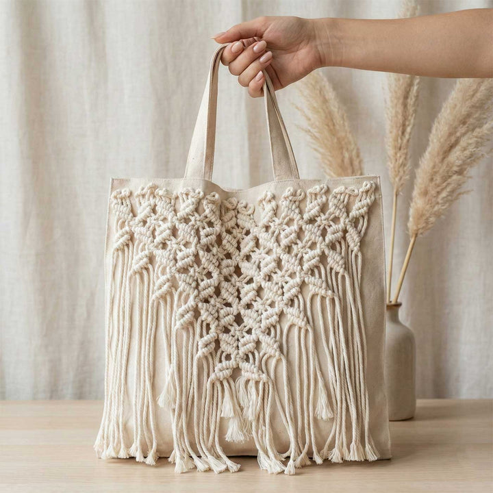 Handmade Macrame Grocery Tote Bag