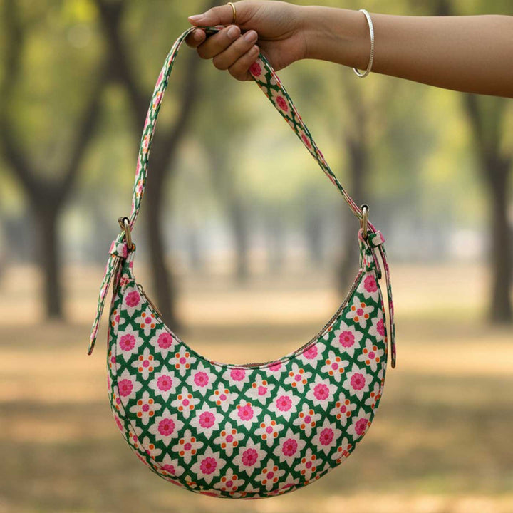 Bageechi Hand Block Printed Mini Moon Bag
