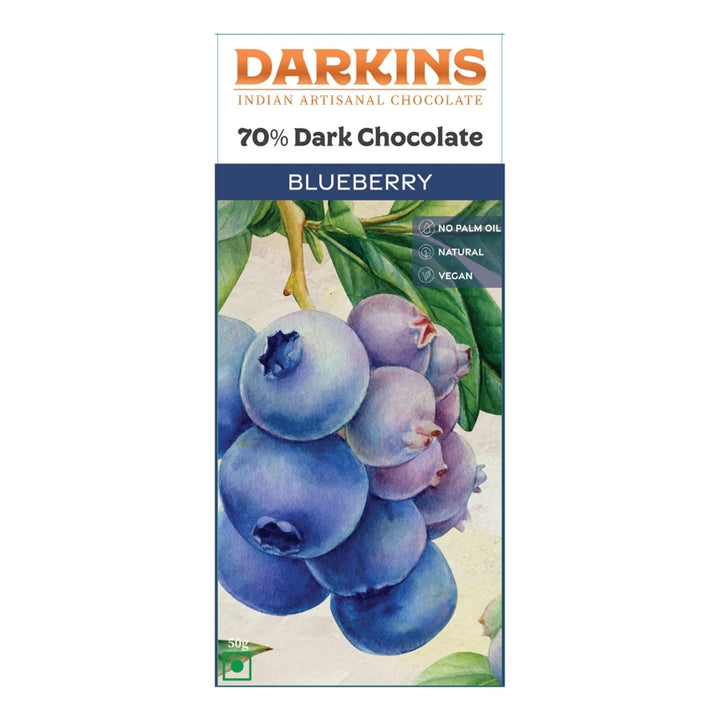 70% Dark | Vegan & Gluten Free Chocolate with Blueberries