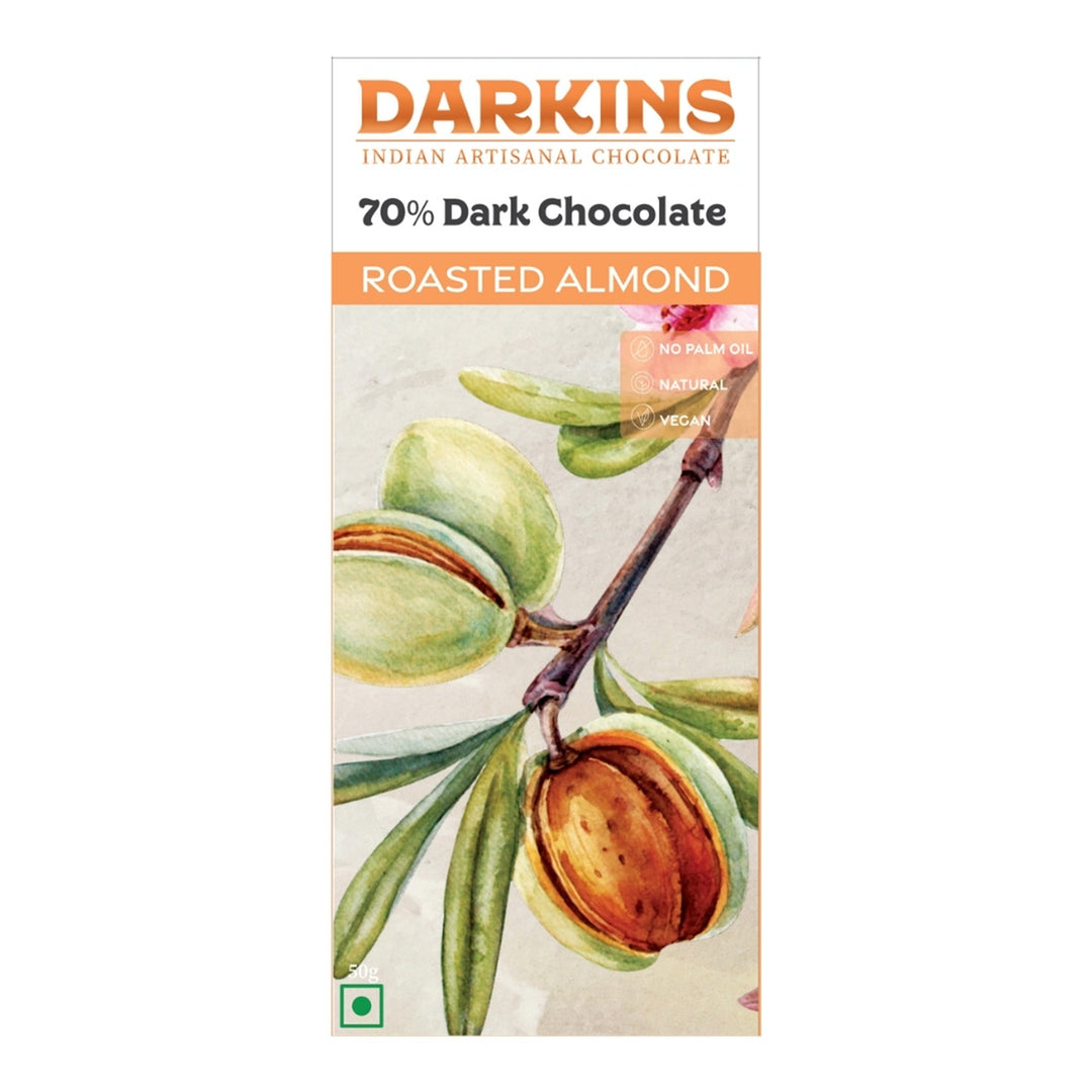 70% Dark | Vegan & Gluten Free Chocolate with Roasted Almonds