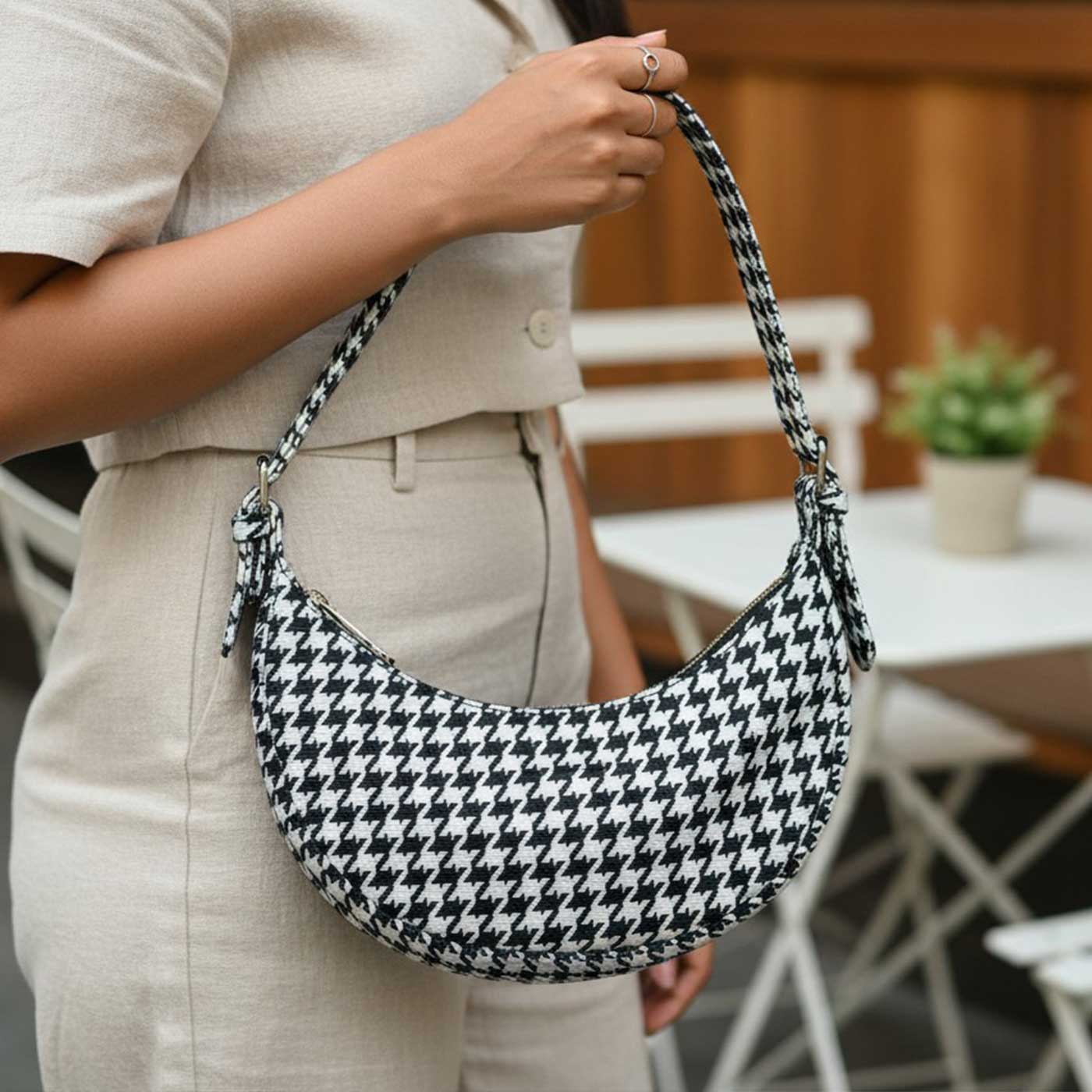 Buy Saaz Jacquard Mini Moon Bag Online On Zwende
