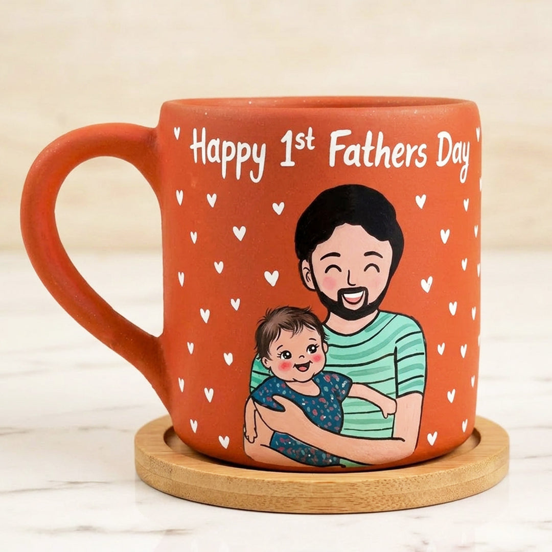 Photo Personalized Hand-Painted Father'S Day Theme Terracotta Mug