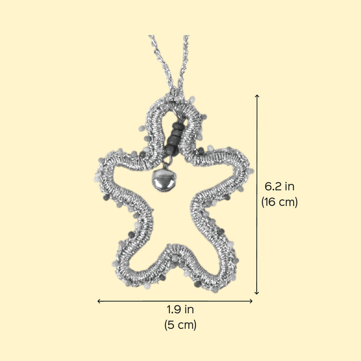 2 Pc | Handmade Beaded Gold Gingerbread Ornaments For Christmas Decoration