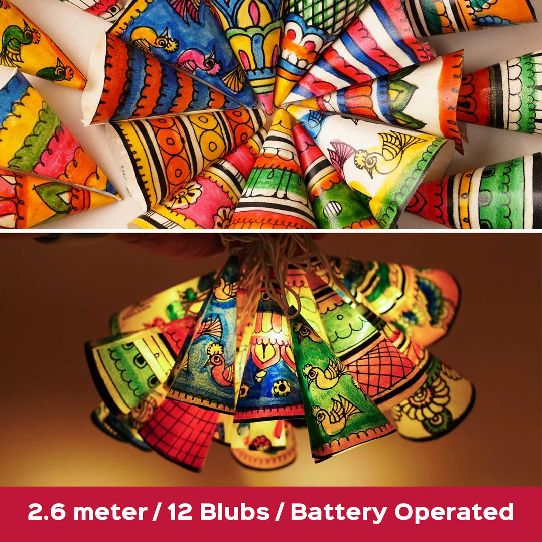 2.6m, 12 Bulbs | Battery Operated Festive Tholu Bommalata LED Fairy Lights