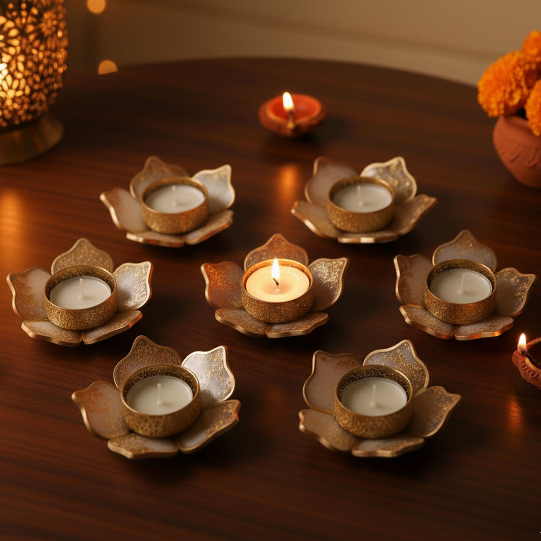 Handmade White Flower Shaped Resin Tealight Holder