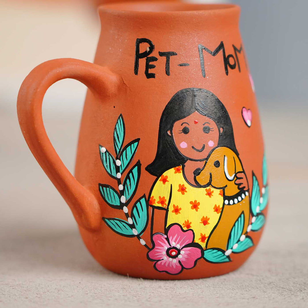 Hand-Painted Pet Mom Theme Terracotta Mug