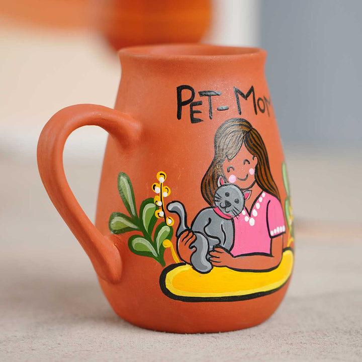 Hand-Painted Pet Mom Theme Terracotta Mug