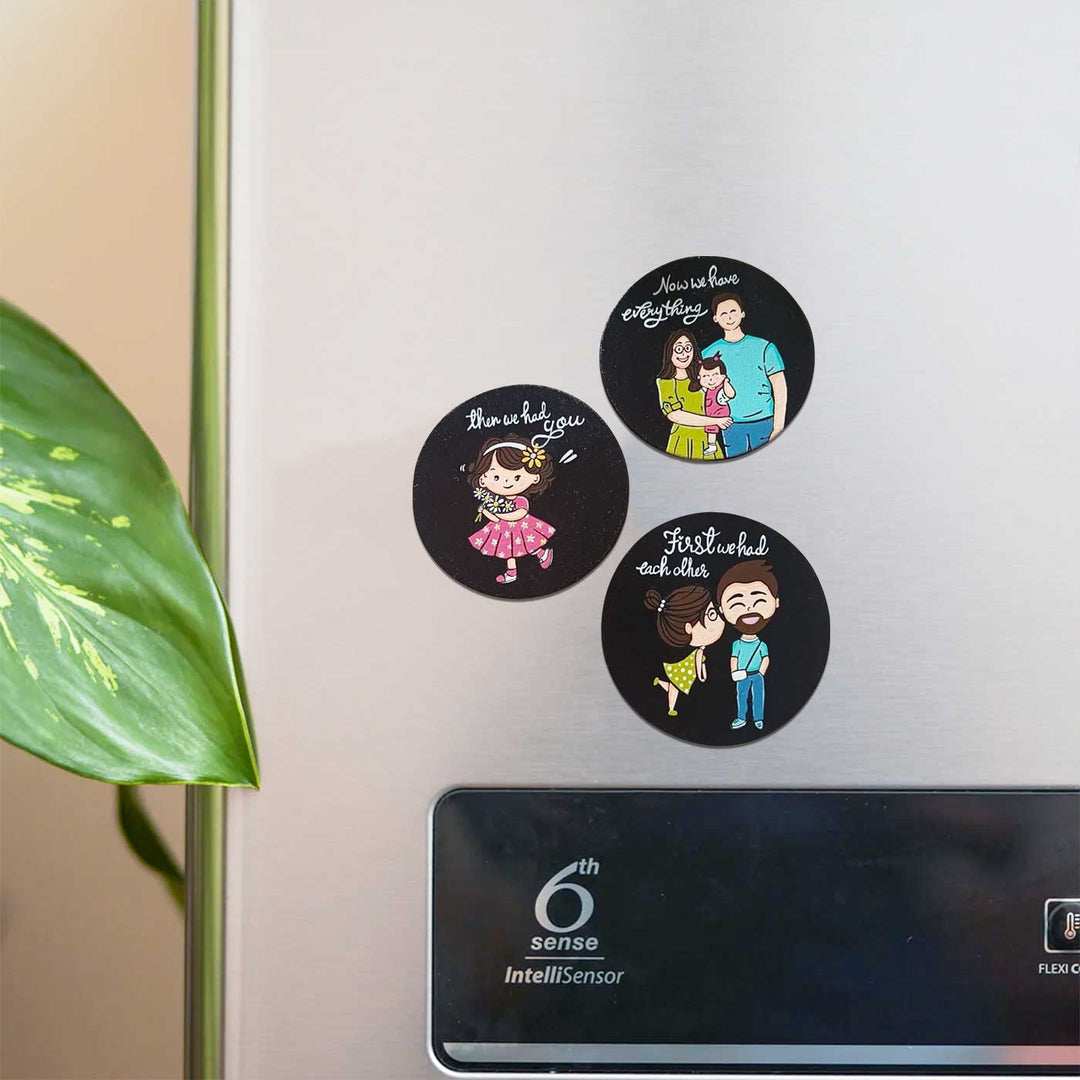 Personalized Hand-Painted Story MDF Wood Fridge Magnet | Set Of 3