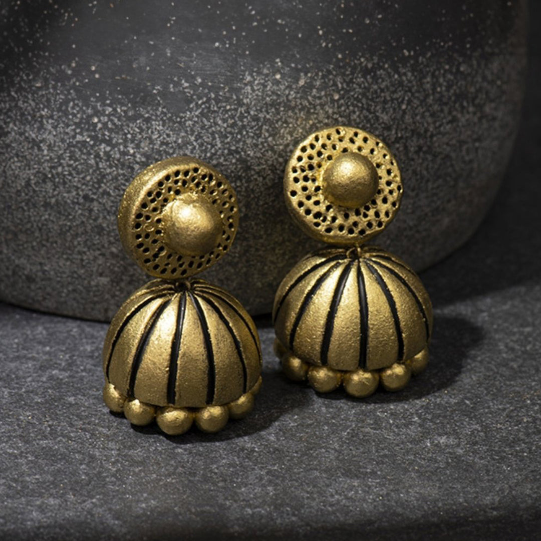 Handmade Golden Dome Terracotta Earrings