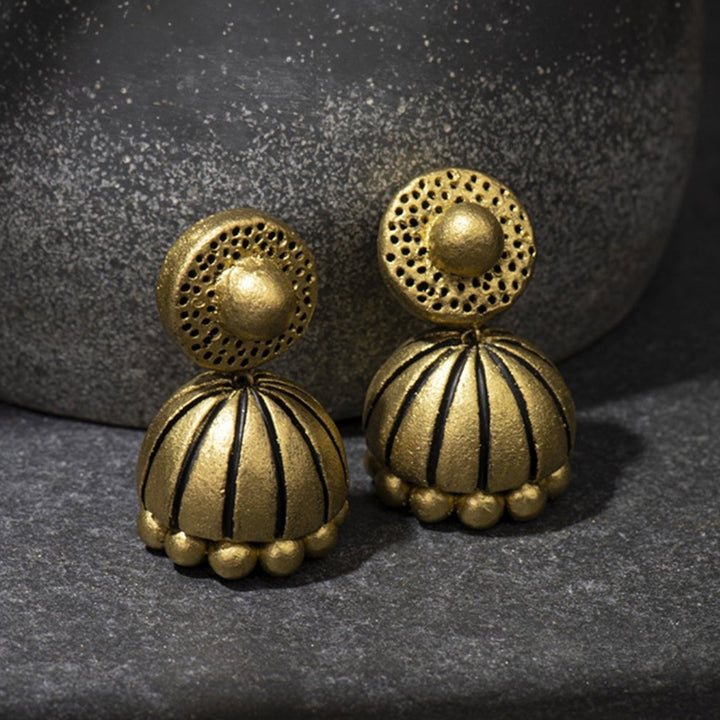 Handmade Golden Dome Terracotta Earrings