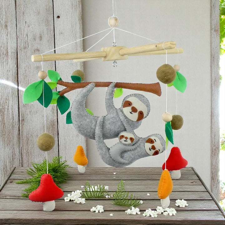 Handmade Sloth Family Theme Felt Cot Mobile