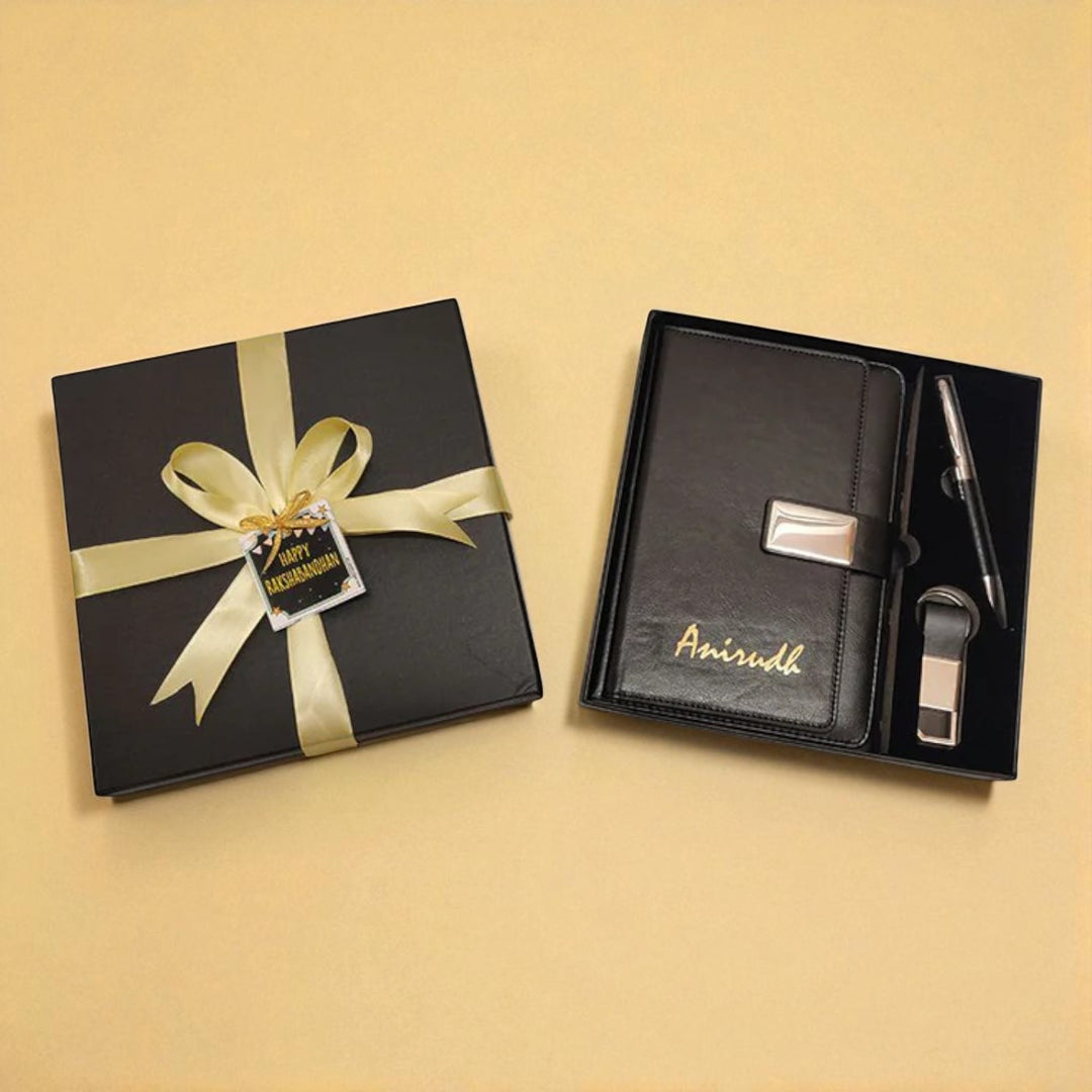 3 Piece Premium Dairy Set Rakhi Gift | Includes Dairy , Pen, Key holder
