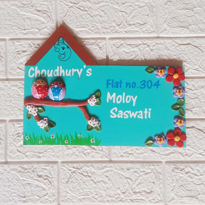 Handmade Owl Family Personalised Nameplate