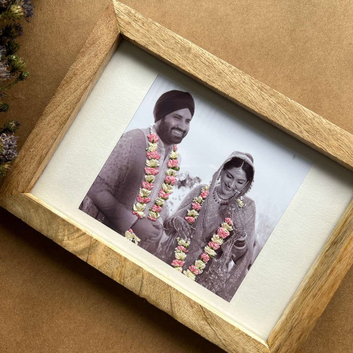 Garland Style Hand Embroidered Photo With Wooden Frame