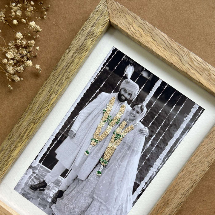 Garland Style Hand Embroidered Photo With Wooden Frame