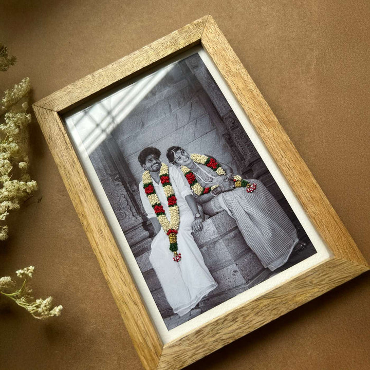 Garland Style Hand Embroidered Photo With Wooden Frame