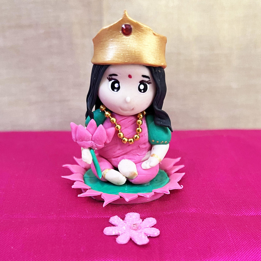 Handmade Miniature Lakshmi Clay Golu Doll For Festive Decor