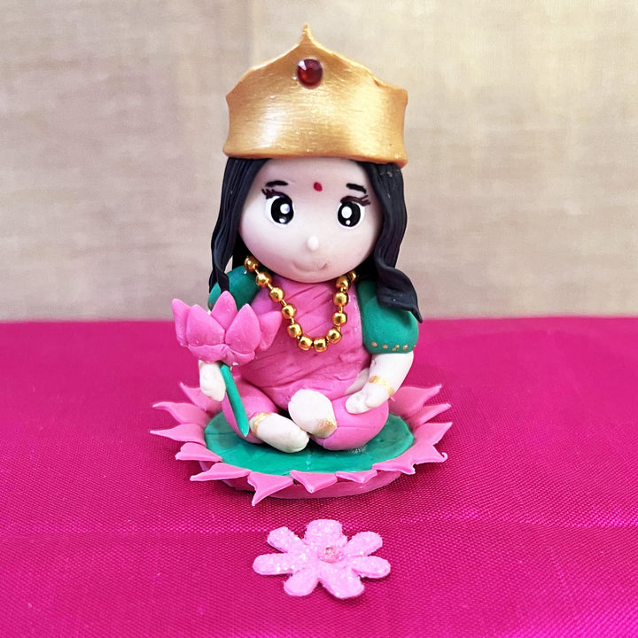 Handmade Miniature Lakshmi Clay Golu Doll For Festive Decor