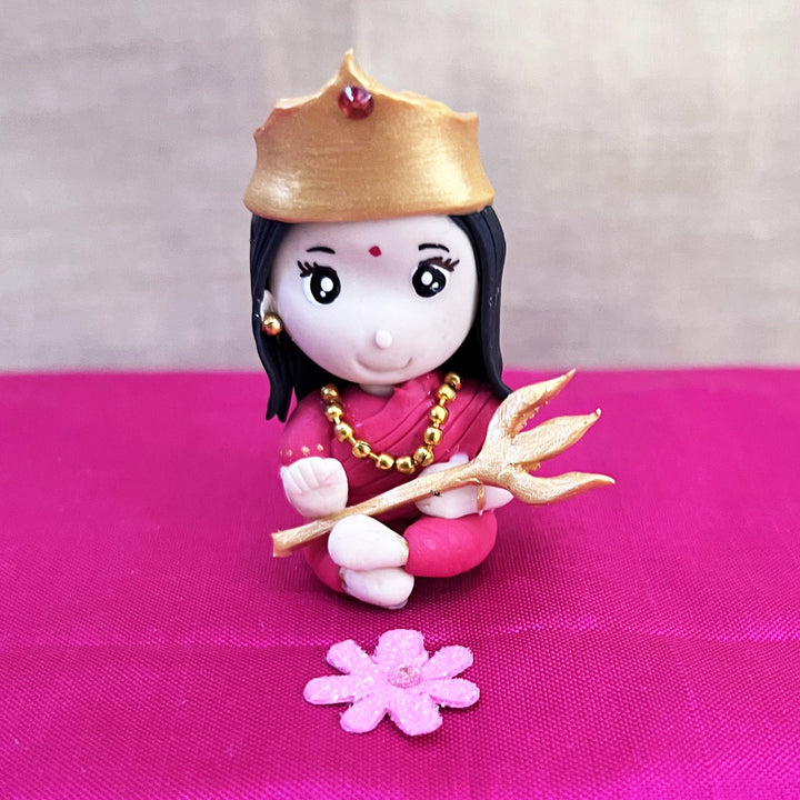 Handmade Miniature Durga Clay Golu Doll For Festive Decor