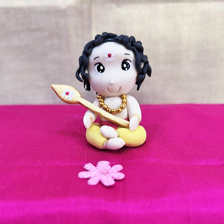 Handmade Miniature Karthikeya Clay Golu Doll For Festive Decor