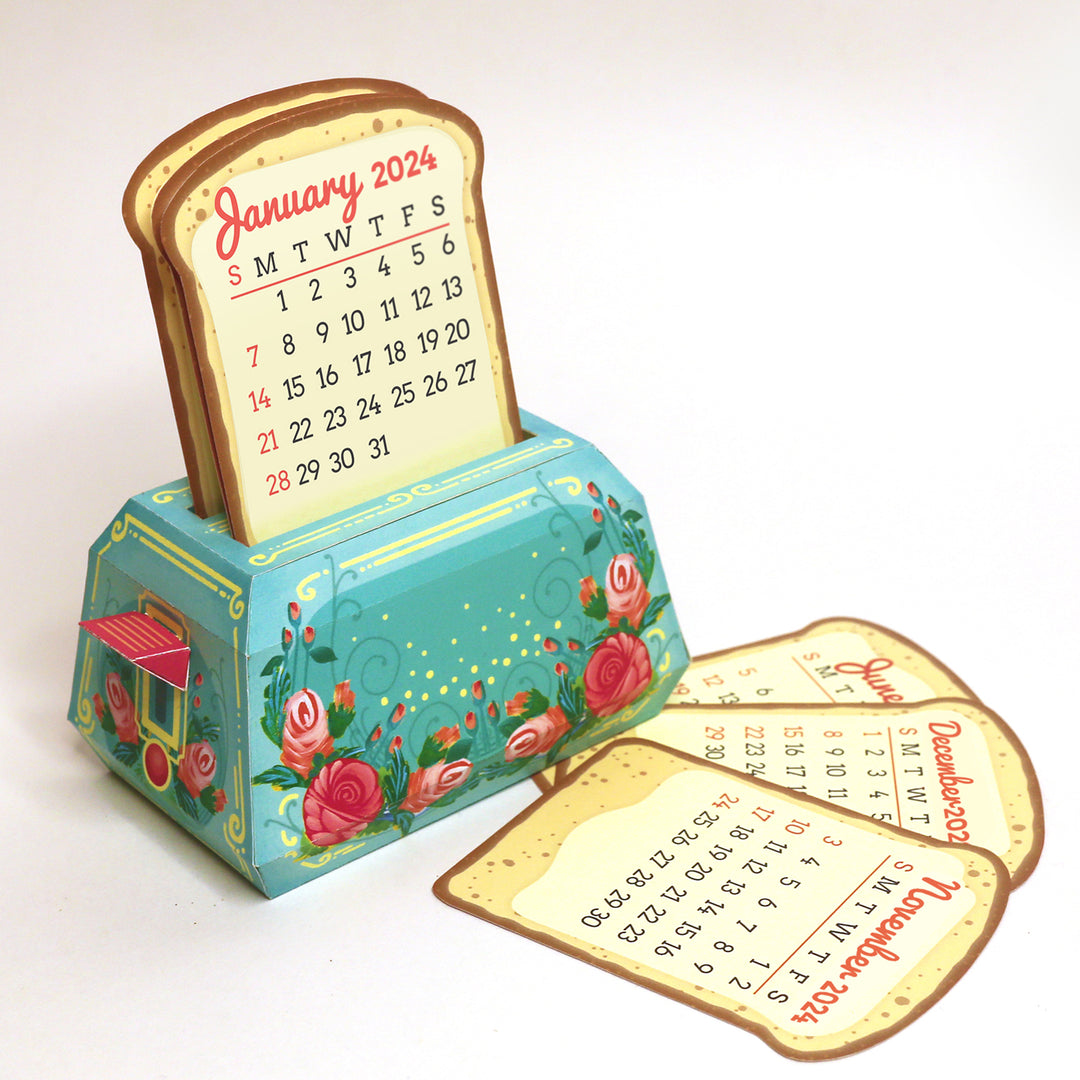 Mini Toaster Desk Calendar 2024 - DIY Paper Craft Kit