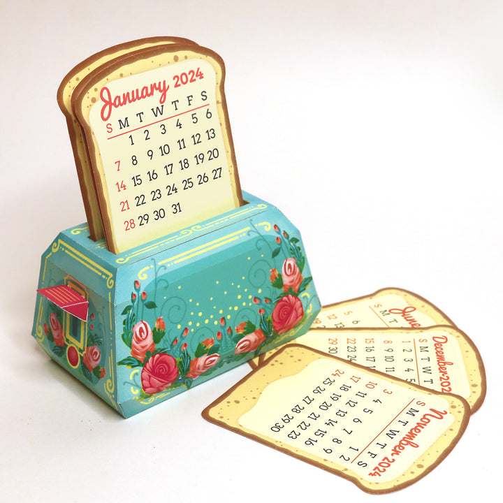 Mini Toaster Desk Calendar 2025 - DIY Paper Craft Kit