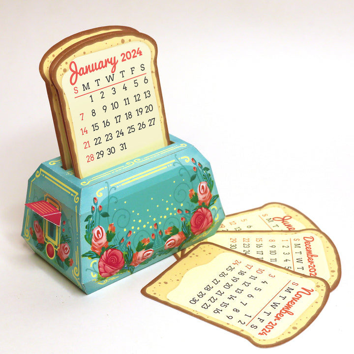 Mini Toaster Desk Calendar 2024 - DIY Paper Craft Kit