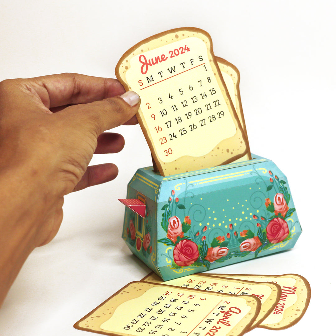 Mini Toaster Desk Calendar 2024 - DIY Paper Craft Kit