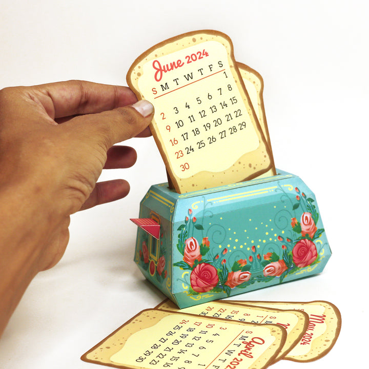 Mini Toaster Desk Calendar 2025 - DIY Paper Craft Kit