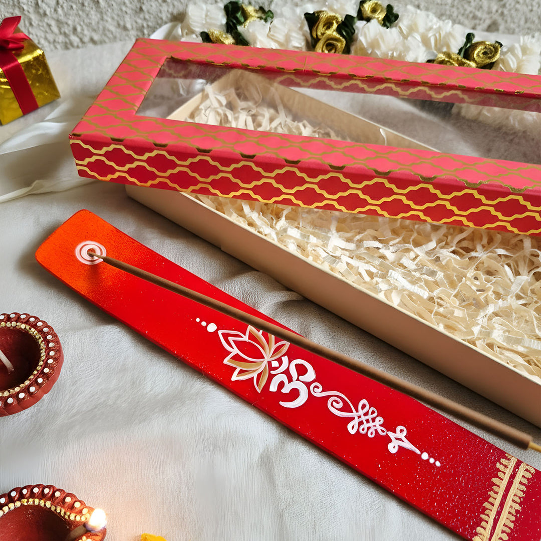 Handmade Om Incense Stick Holder Packed in Gift Box