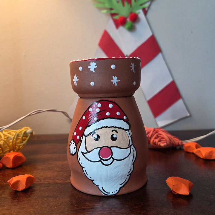 Hand-Painted Santa Tealight Holder For Christmas Decoration