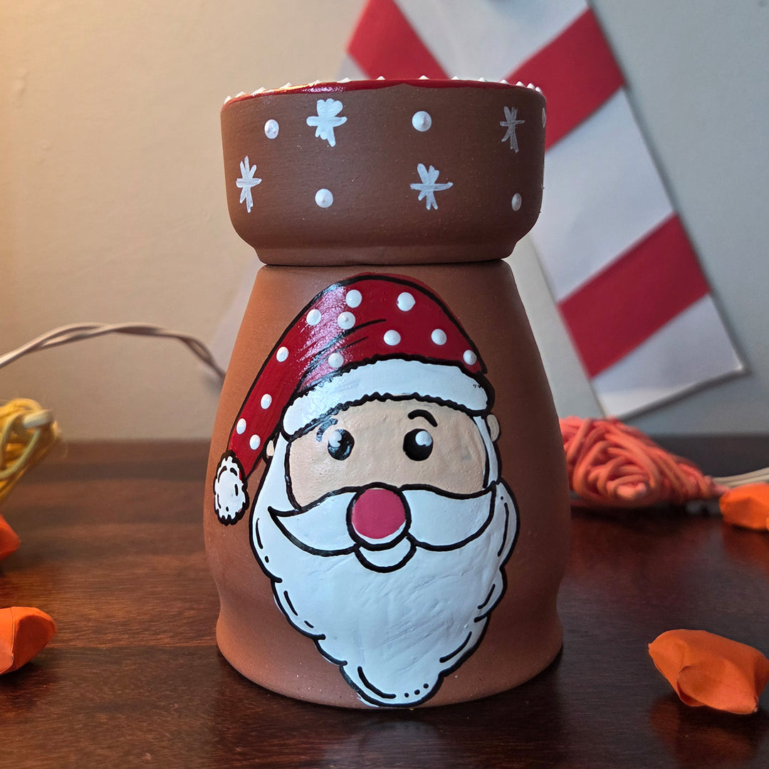 Hand-Painted Santa Tealight Holder For Christmas Decoration