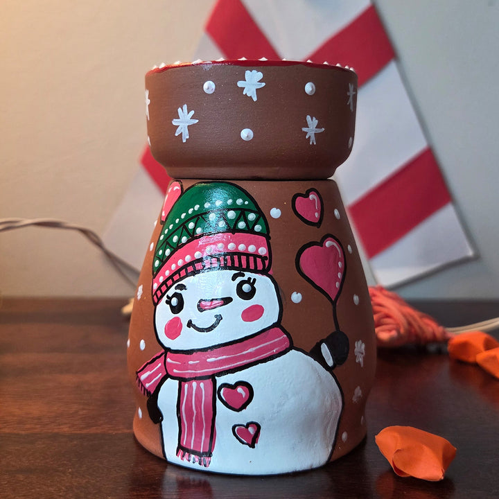 Hand-Painted Snowman Tealight Holder For Christmas Decoration
