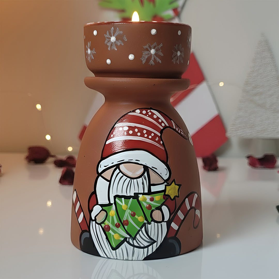 Hand-Painted Gnome Tealight Holder For Christmas Decoration
