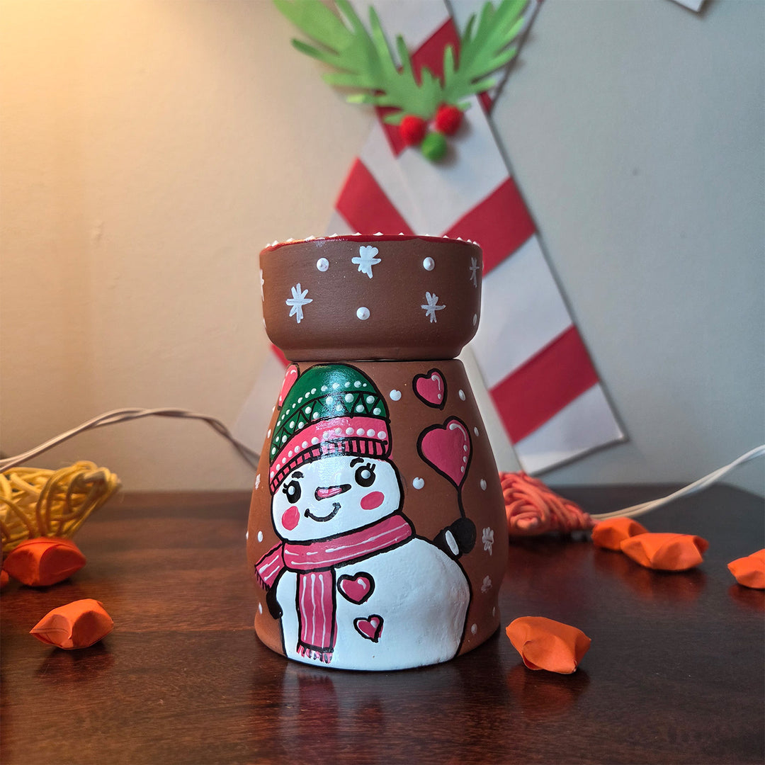 Hand-Painted Snowman Tealight Holder For Christmas Decoration