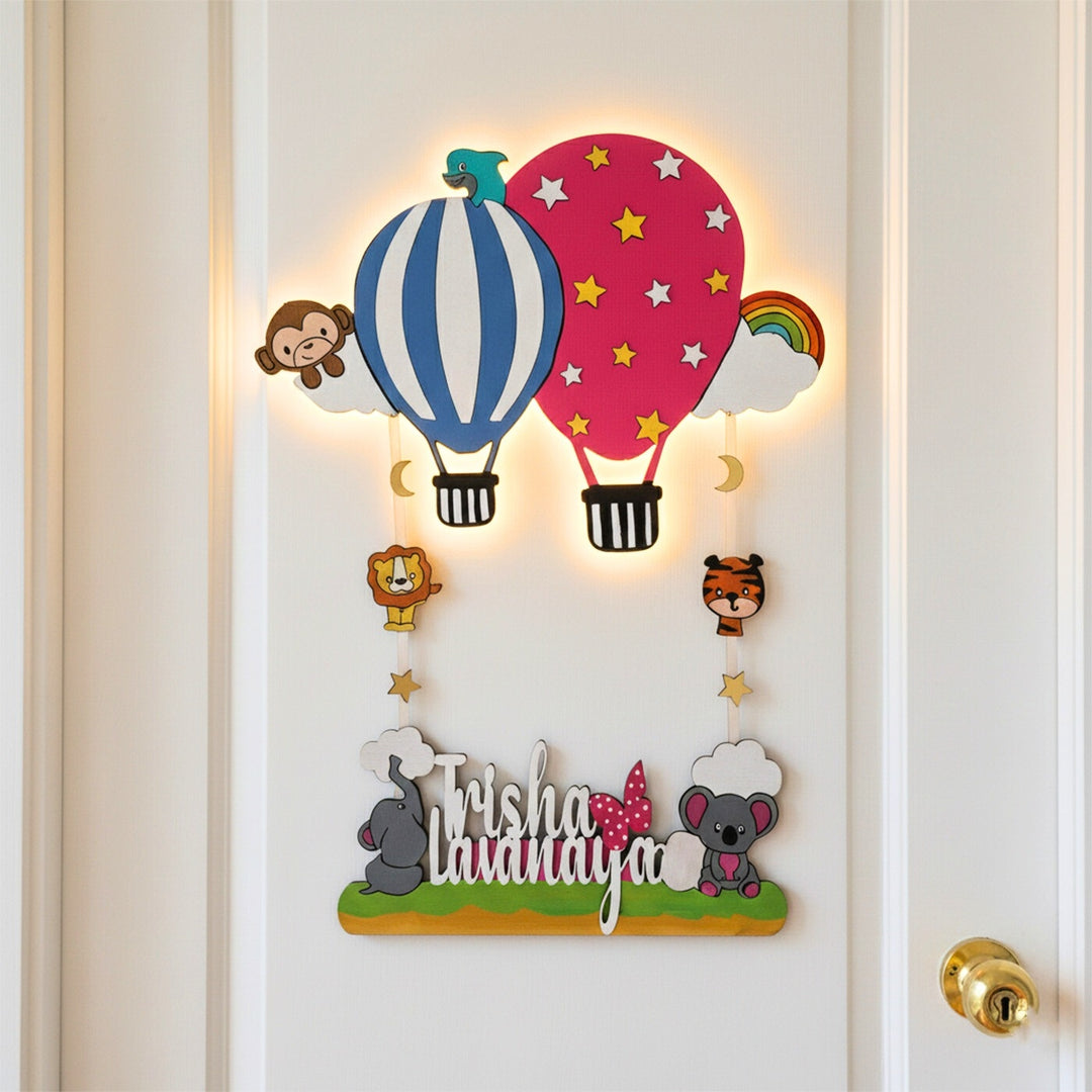Personalized Handmade Jungle Theme MDF Wood Name Plate