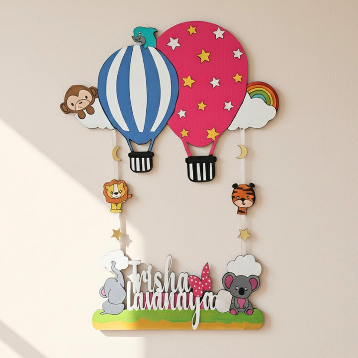 Personalized Handmade Jungle Theme MDF Wood Name Plate