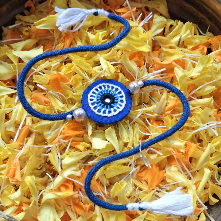 Handmade Mirror Work Nazar Na Lage Rakhi With Roli Chawal For Brother