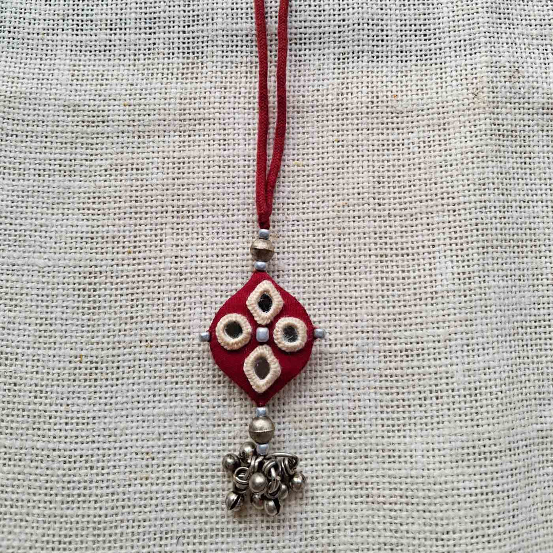 Handmade Mirror Work Earthy Tone Rakhi Lumba Set With Roli Chawal For Bhaiya Bhabhi | Set of 2
