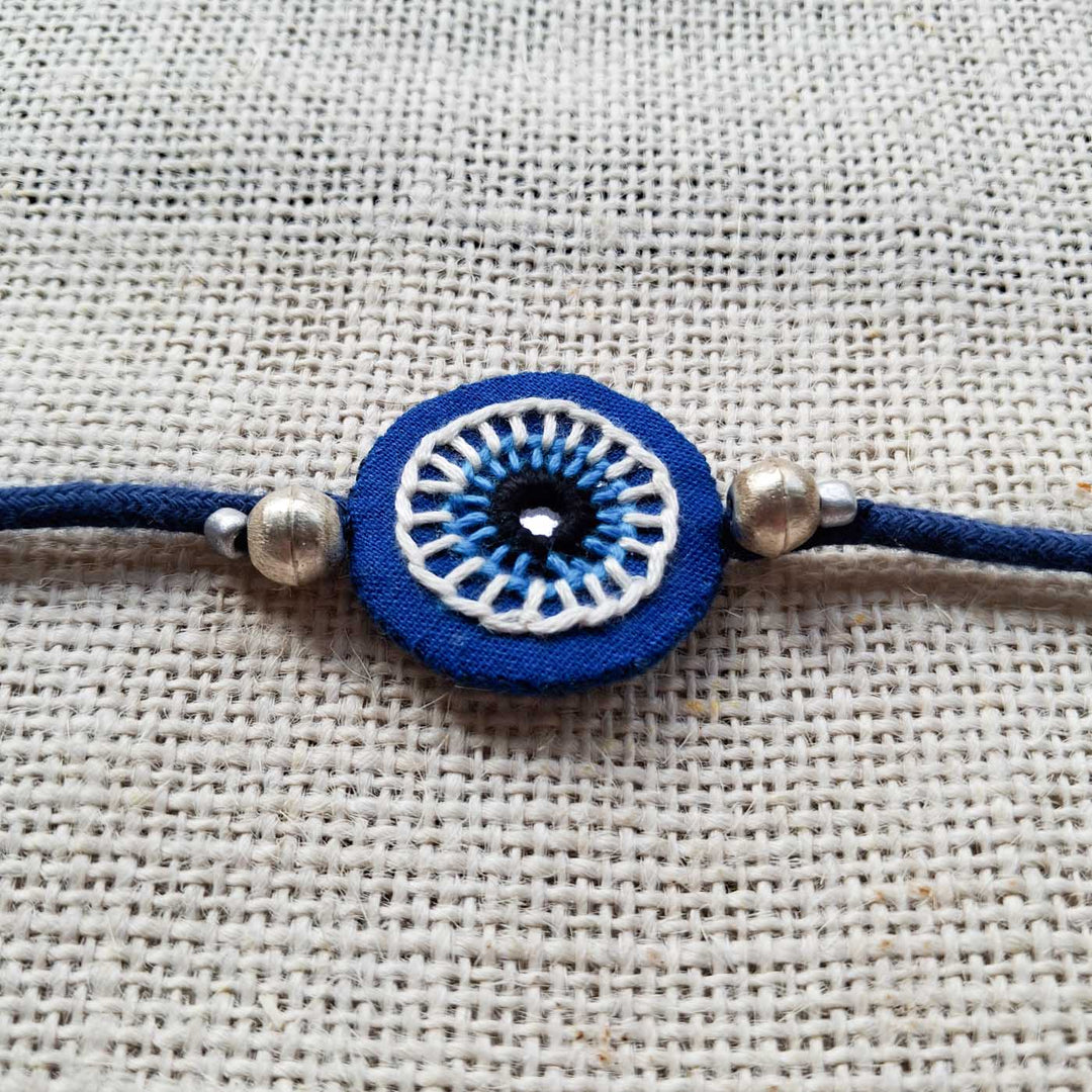 Handmade Mirror Work Nazar Na Lage Rakhi With Roli Chawal For Brother